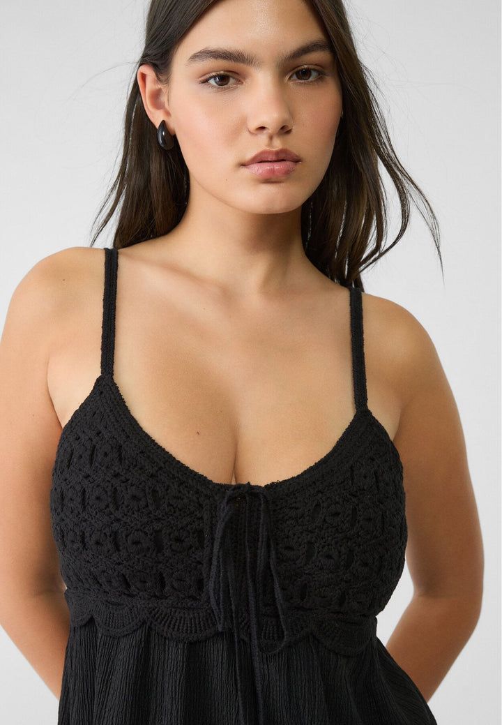 Moudda STRADIVARIUS - T-Shirt à Bretelles en Crochet Combiné - Tunisie 4