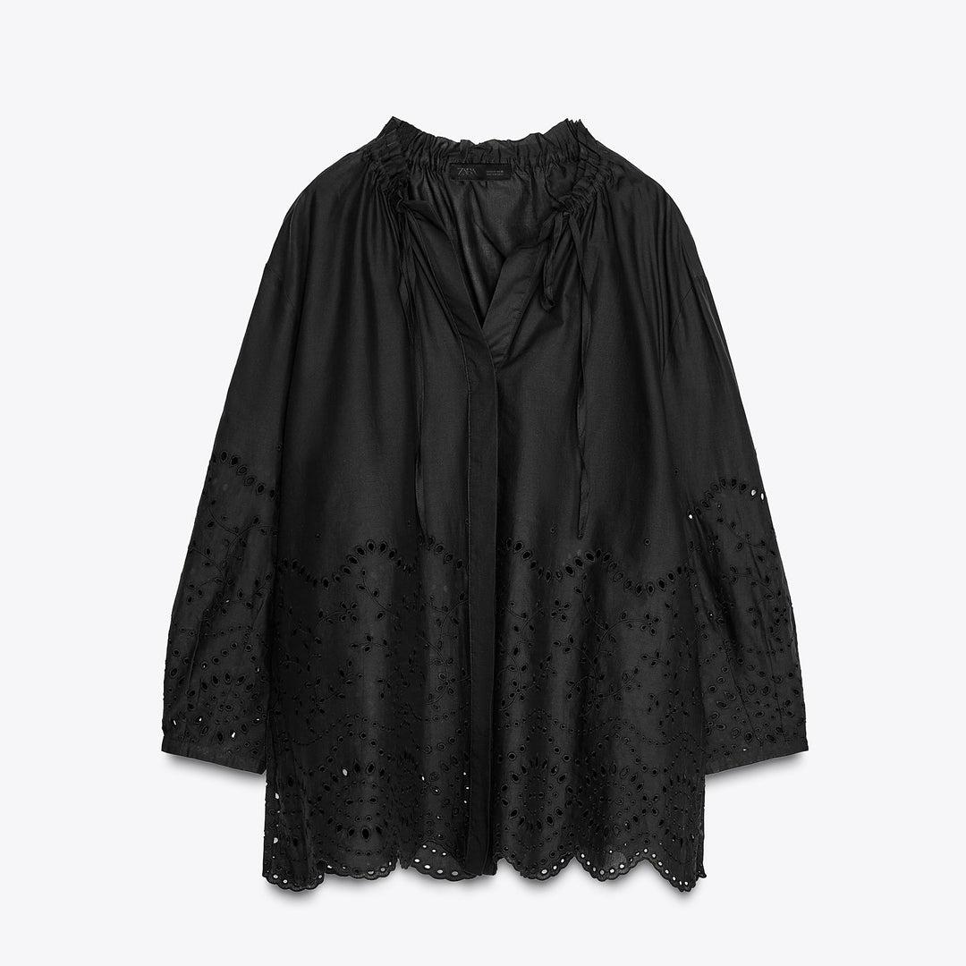 Moudda ZARA - Blouse Brodée - Col Riz - Tunisie 1