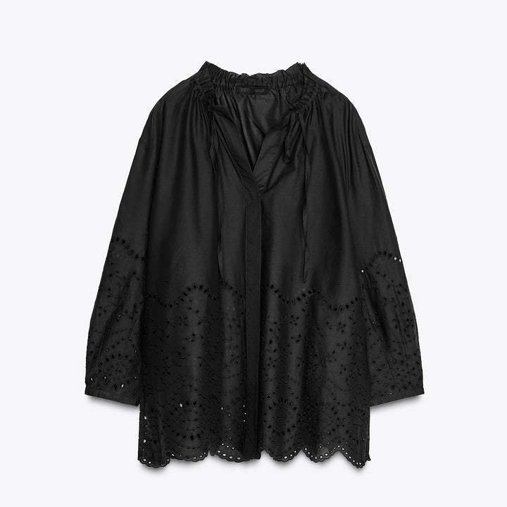 Moudda ZARA - Blouse Brodée - Col Riz - Tunisie 1