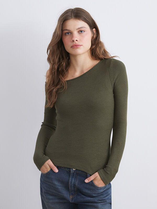 Moudda LC Waikiki - Body en jersey manches longues Femme Vert - Tunisie 1