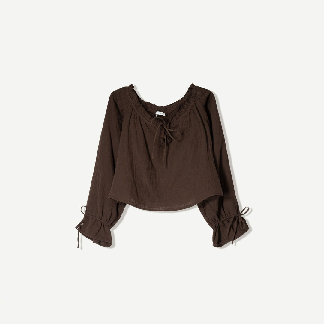 Moudda BERSHKA - Blouse Off-Shoulder - Double Tissu & Nœud - Tunisie 1