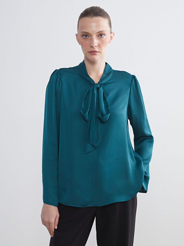 Moudda LC Waikiki - Blouse tissée manches longues Femme Vert foncé - Tunisie 1