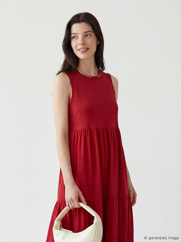 Moudda LC Waikiki - Robe maternité en jersey manches courtes pour Femme couleur Rouge - Tunisie 1