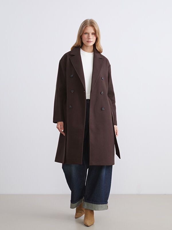 Moudda LC Waikiki - Manteau effet laine Femme Brun - Tunisie 1