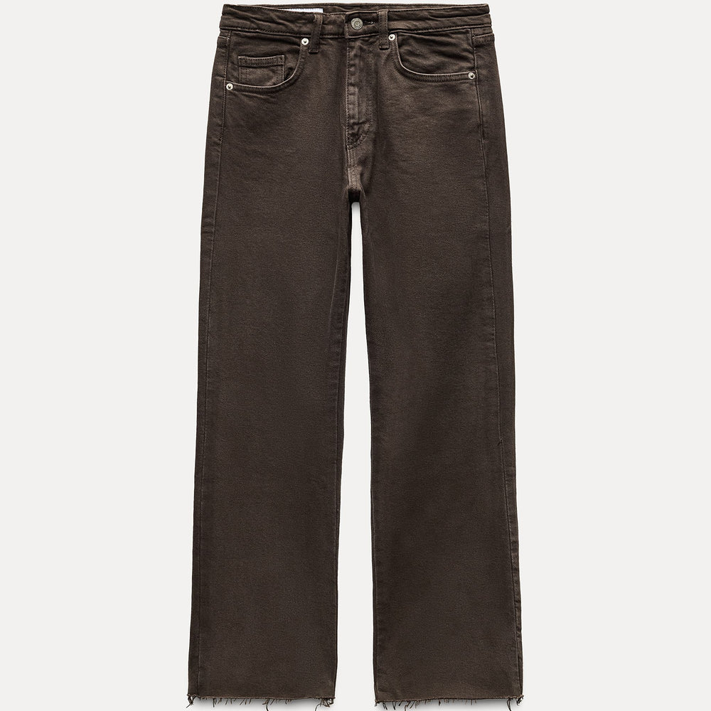 Moudda ZARA - Pantalon évasé court 5 poches taille haute ourlet brut - Tunisie 2