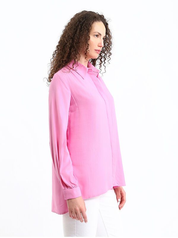 Moudda LC Waikiki - Chemise tissée manches longues Femme Lilas rose - Tunisie 4