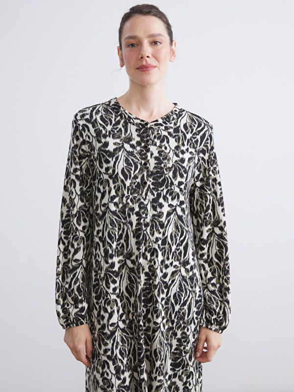 Moudda LC Waikiki - Robe jersey manches longues Femme Imprimé beige - Tunisie 2