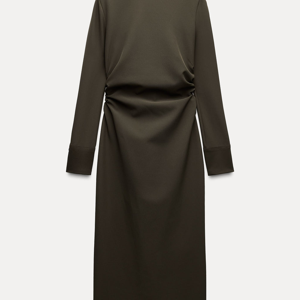 Moudda ZARA - Robe kaki froncée poignets chemise - Tunisie 2