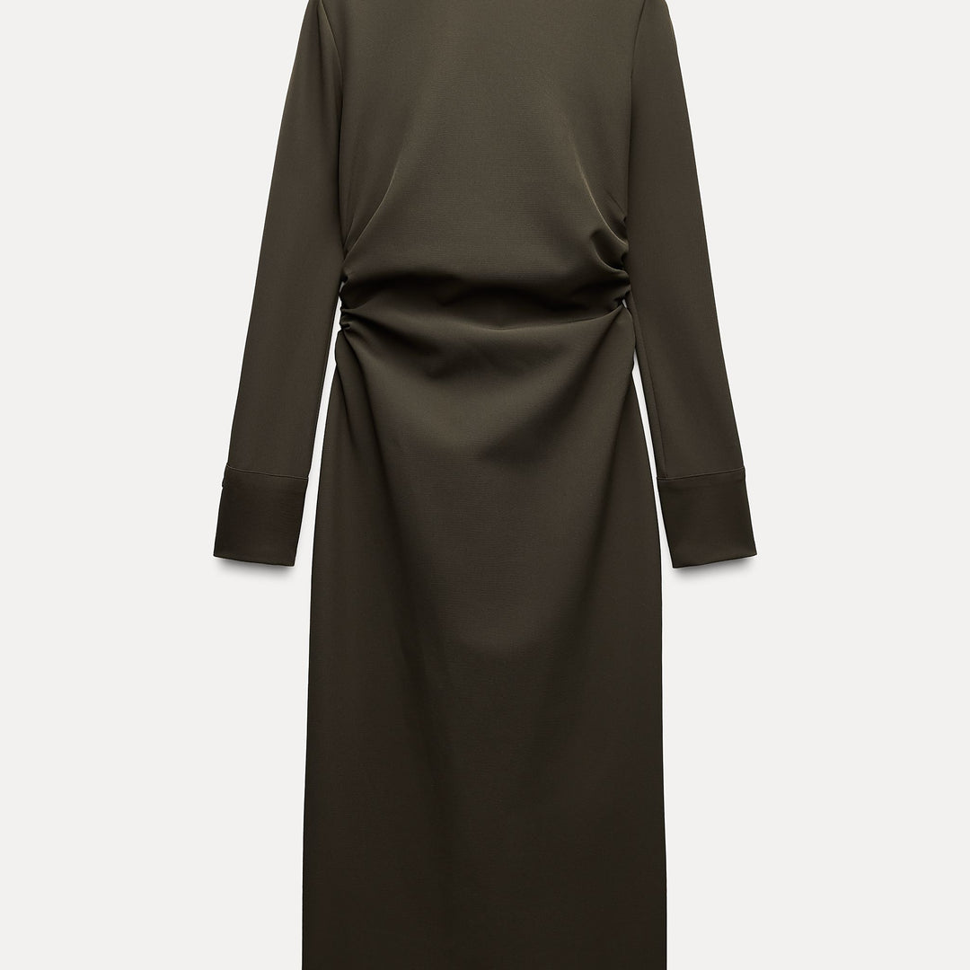 Moudda ZARA - Robe kaki froncée poignets chemise - Tunisie 2