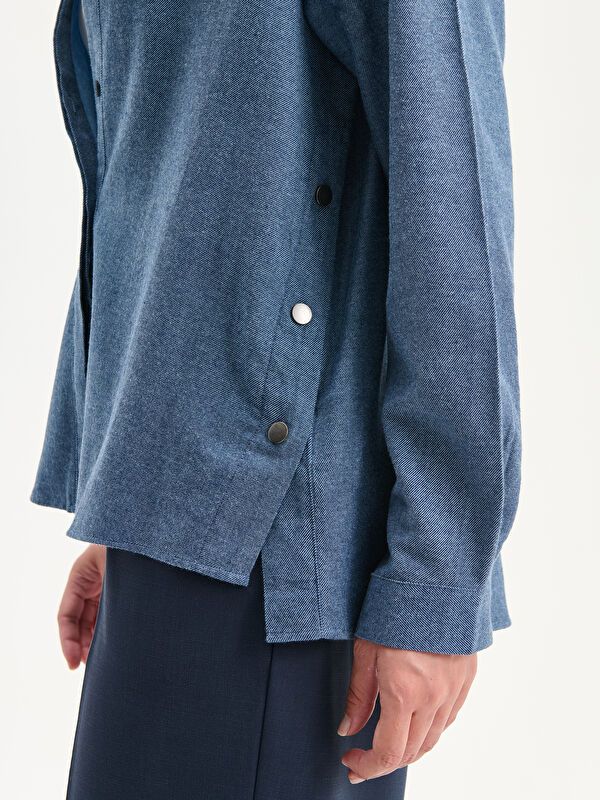 Moudda LC Waikiki - Chemise tissée manches longues Femme Bleu marine claire - Tunisie 3