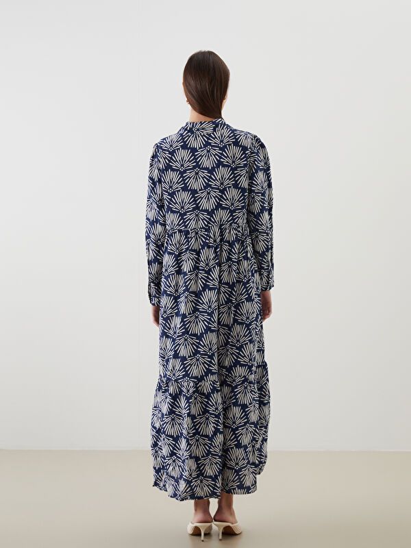 Moudda LC Waikiki - Robe tissée manches longues Femme Imprimé bleu marine foncé - Tunisie 4