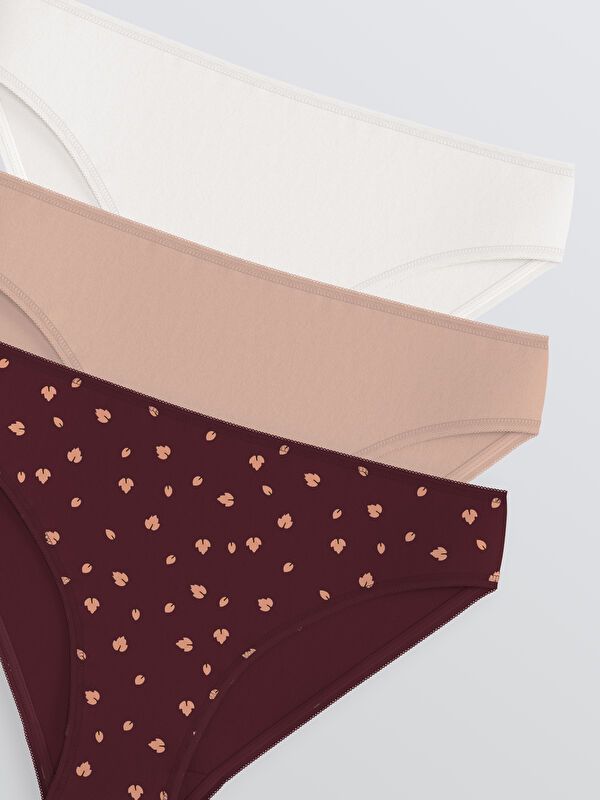 Moudda LC Waikiki - Slip basique Femme Imprimés bordeaux - Tunisie 3