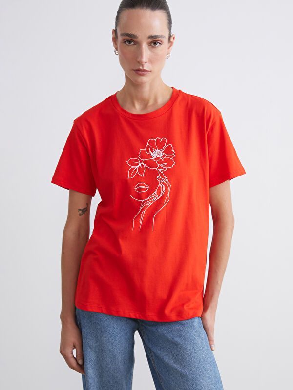 Moudda LC Waikiki - Body jersey manches courtes Femme Rouge vif - Tunisie 1