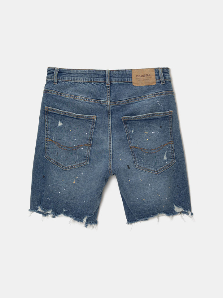 Moudda PULL & BEAR - Bermuda Denim Slim Déchiré Peinture - Tunisie 2