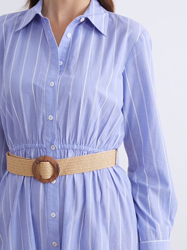 Moudda LC Waikiki - Robe tissée manches longues Femme Rayures marine - Tunisie 3