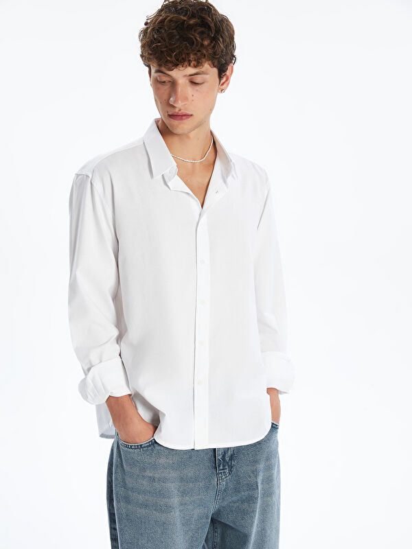 Moudda LC Waikiki - Chemise tissée manches longues Homme Buxe blanc - Tunisie 1