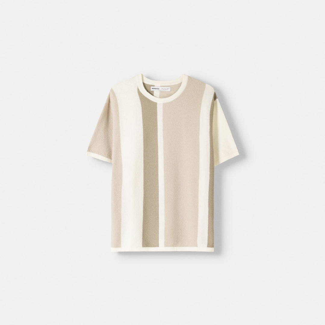 Moudda BERSHKA - T-shirt structuré rayé - Tunisie 1