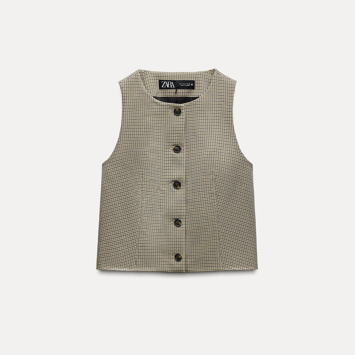 Moudda ZARA - Set gilet à carreaux col droit - Tunisie 1