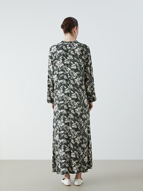 Moudda LC Waikiki - Robe tissée manches longues Femme Kaki imprimé - Tunisie 4