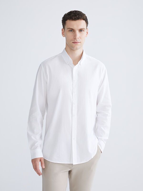 Moudda LC Waikiki - Chemise tissée manches longues Homme Buxe blanc - Tunisie 1