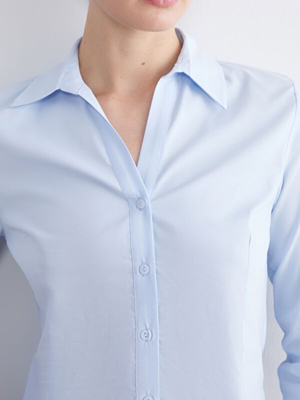 Moudda LC Waikiki - Chemise tissée manches longues Femme Bleu - Tunisie 3