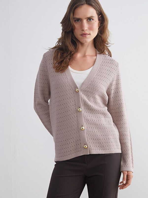 Moudda LC Waikiki - Cardigan fin en tricot Femme Brun clair - Tunisie 4