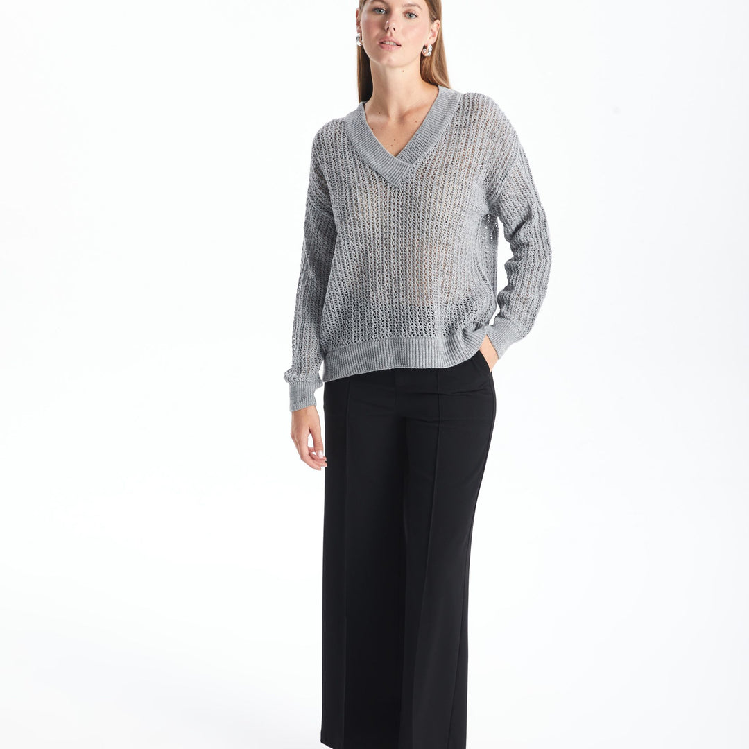 Moudda LC Waikiki - Pull tricot fin Femme Gris clair - Tunisie 2