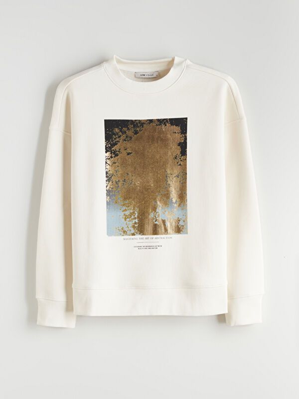 Moudda LC Waikiki - Sweatshirt jersey imprimé Femme Ecru - Tunisie 1