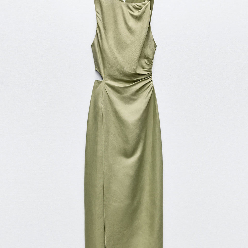 Moudda ZARA - Robe mi-longue lin/viscose découpe manches courtes - Tunisie 2