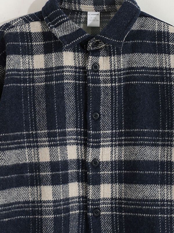 Moudda LC Waikiki - Chemise tissée manches longues Garçon Carreaux bleu marine foncé - Tunisie 4