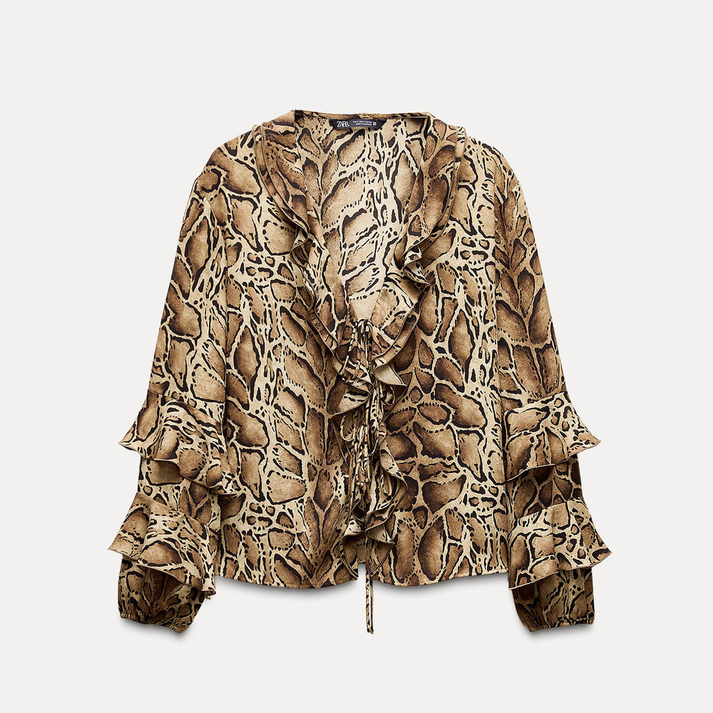 Moudda ZARA - Chemise imprimée animalier volants nœuds encolure - Tunisie 2