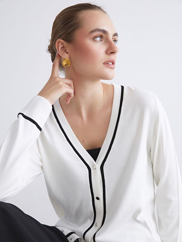 Moudda LC Waikiki - Cardigan fin en tricot Femme Ecru - Tunisie 1