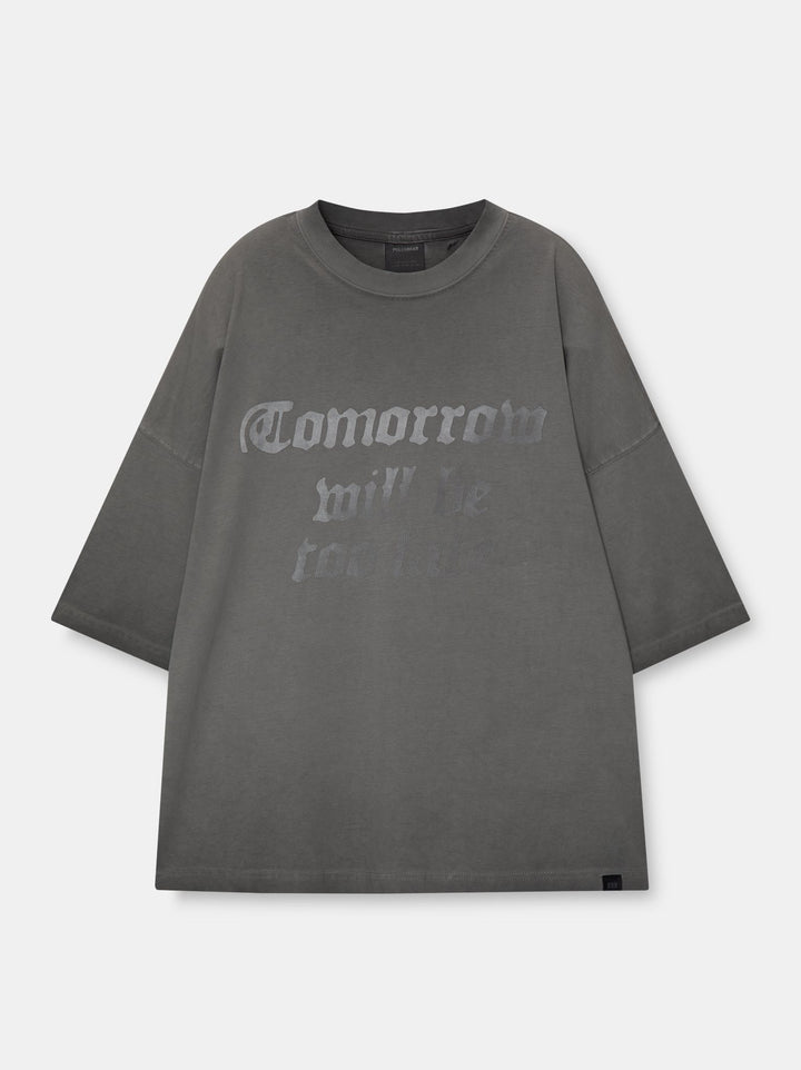 Moudda PULL & BEAR - T-Shirt Demi-Manches Oil Wash Imprimé Boxy Fit Gris - Tunisie 3