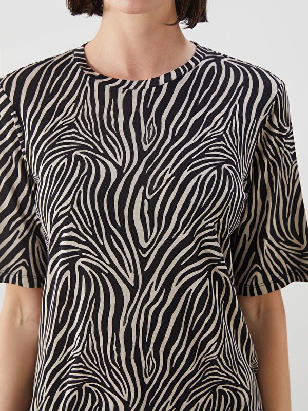 Moudda LC Waikiki - Body jersey manches courtes Femme Imprimé en noir - Tunisie 3