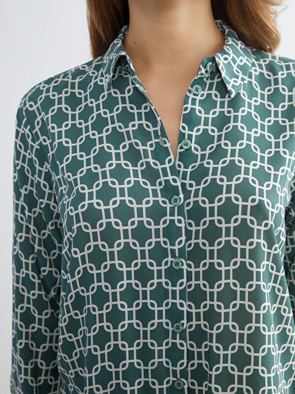 Moudda LC Waikiki - Chemise tissée imprimée manches longues Femme Imprimé vert - Tunisie 3