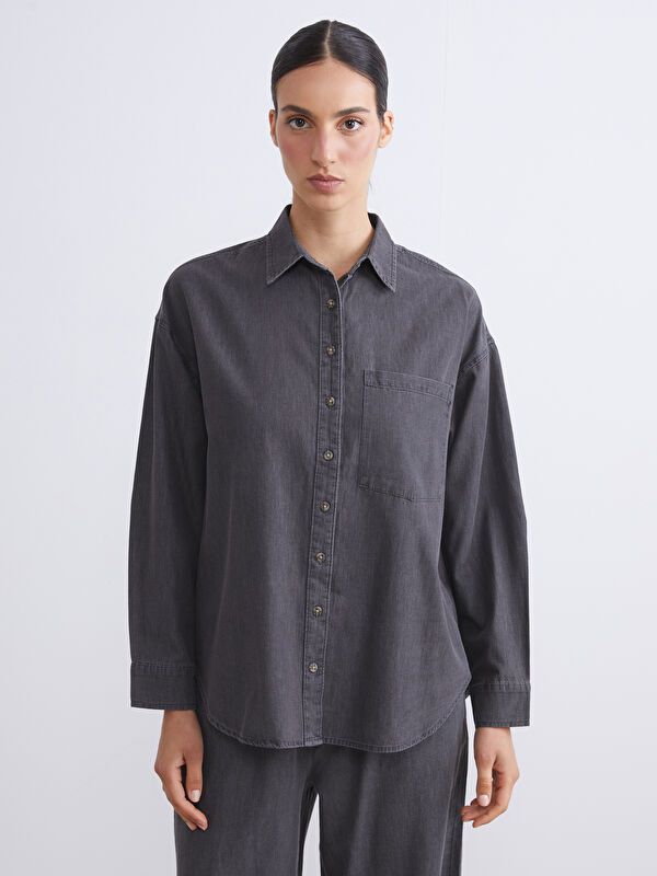 Moudda LC Waikiki - Tunique tissée manches longues denim Femme Rodéo grey - Tunisie 1