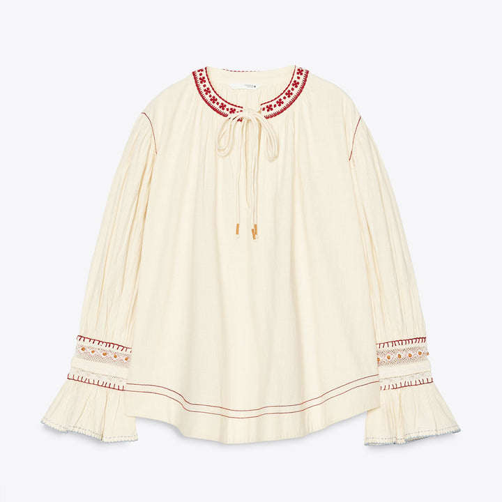 Moudda ZARA - Blouse Brodée - Manches Bouffantes - Tunisie 1