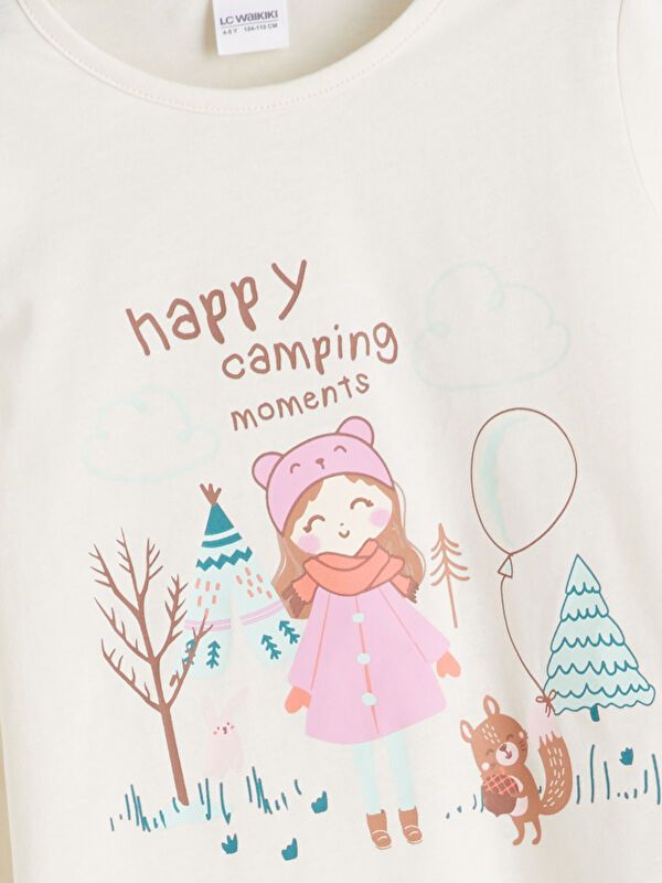 Moudda LC Waikiki - Pyjama en jersey manches longues moyen Fille Crème - Tunisie 3