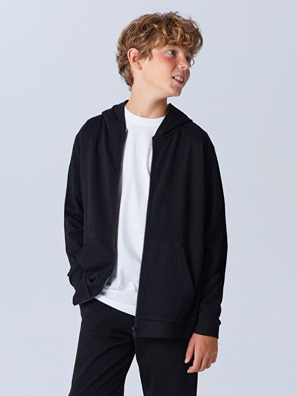 Moudda LC Waikiki - Cardigan basique en jersey Garçon Noir - Tunisie 1