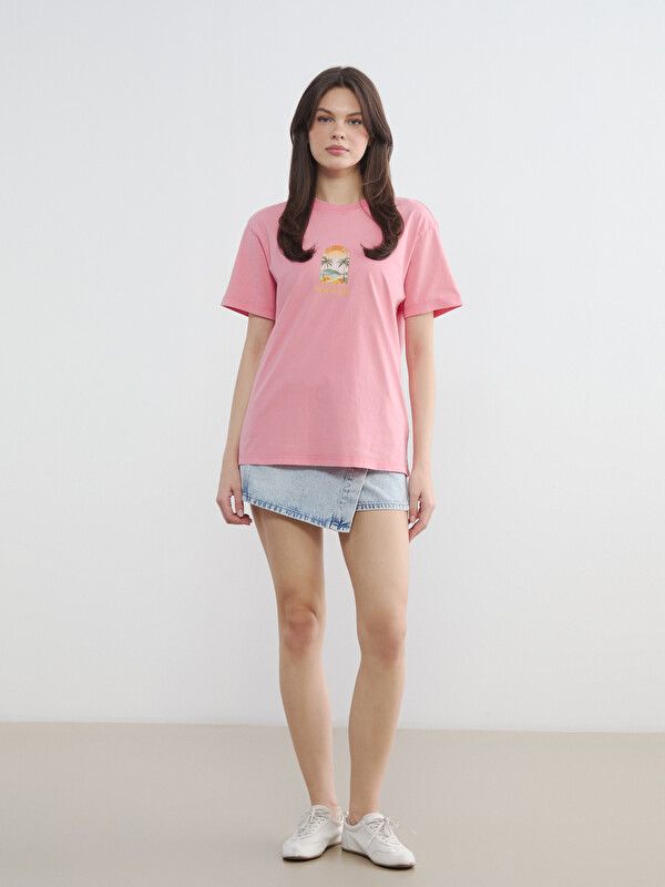 Moudda LC Waikiki - Body imprimé manches courtes en jersey pour Femme couleur Rose moyen - Tunisie 2