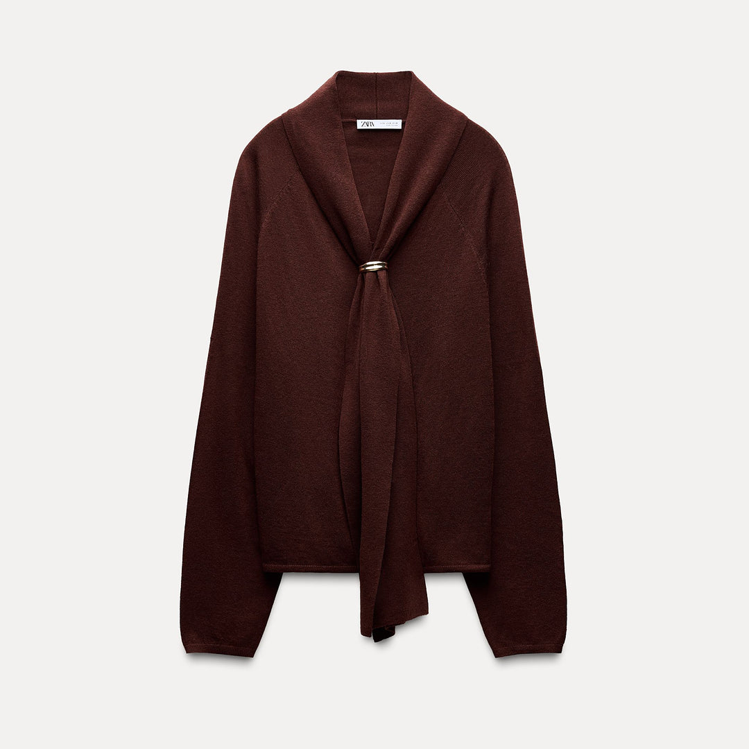 Moudda ZARA - Pull col drapé et broche - Tunisie 1