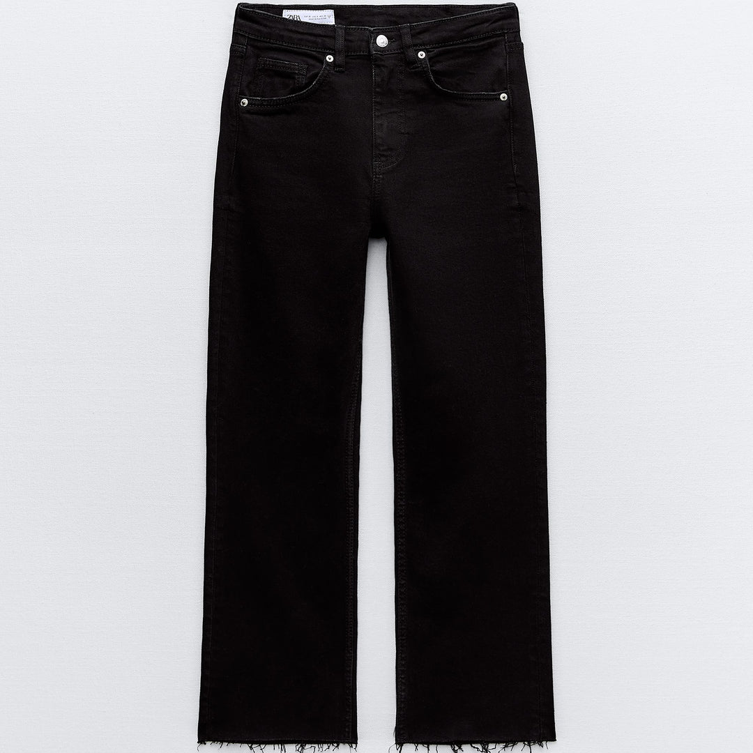 Moudda ZARA - Pantalon évasé court 5 poches taille haute ourlet brut - Tunisie 2