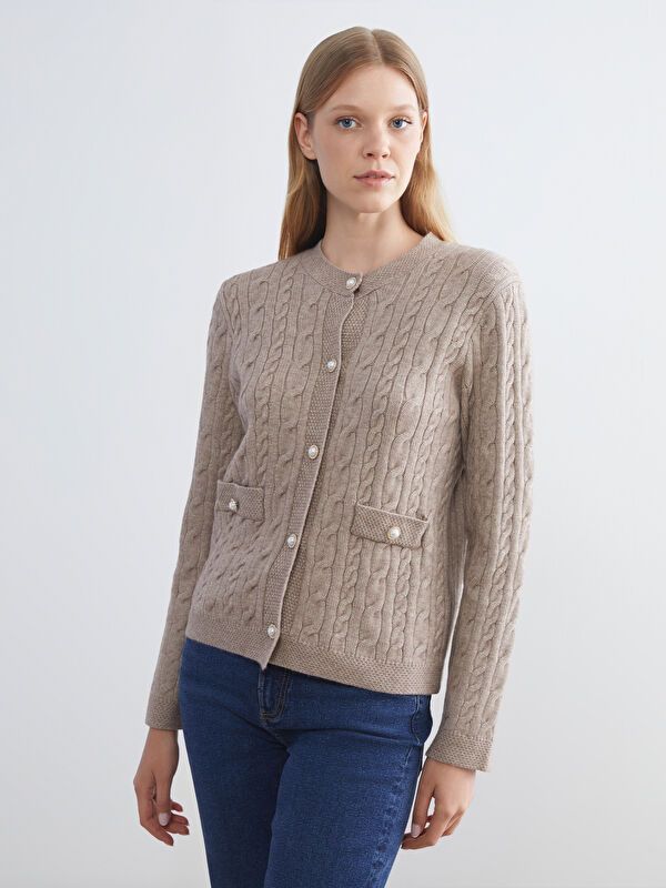 Moudda LC Waikiki - Cardigan tricot épais Femme Beige - Tunisie 1