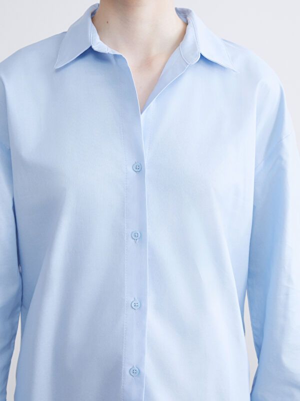 Moudda LC Waikiki - Chemise tissée manches longues Femme Bleu clair - Tunisie 3