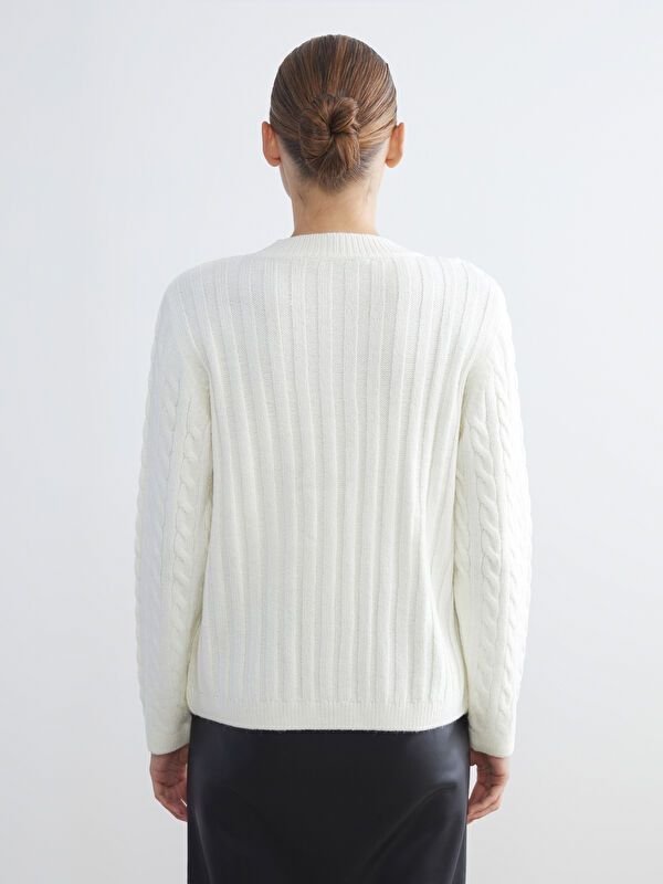 Moudda LC Waikiki - Cardigan tricot épais Femme Ecru - Tunisie 4