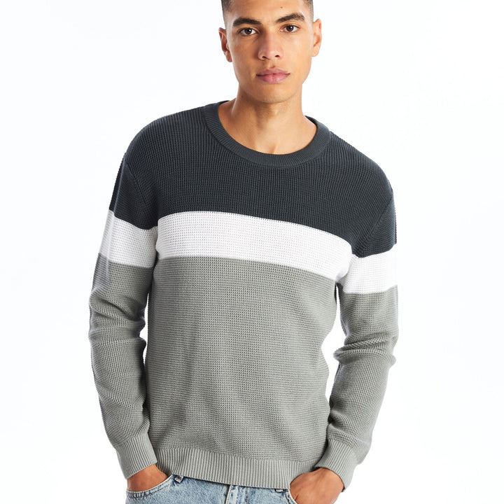 Moudda LC Waikiki - Pull rayé en tricot Homme Gris - Tunisie 1
