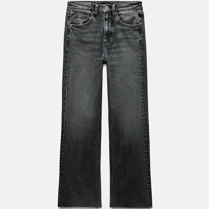 Moudda ZARA - Pantalon cropped flare 5 poches mid rise bas raw - Tunisie 2