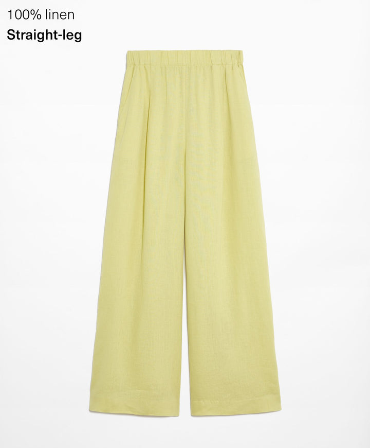 Moudda Oysho - Pantalon 100% Lin Jambe Large Taille Moyenne - Tunisie 1