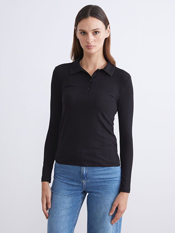 Moudda LC Waikiki - Body en jersey manches longues Femme Noir - Tunisie 1