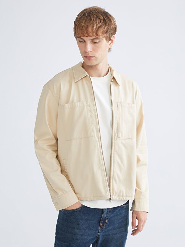 Moudda LC Waikiki - Veste-chemise tissée Homme Beige - Tunisie 1